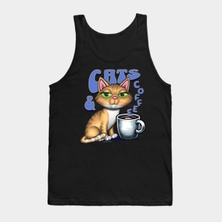 Orange Tabby Cats and Coffee Tank Top